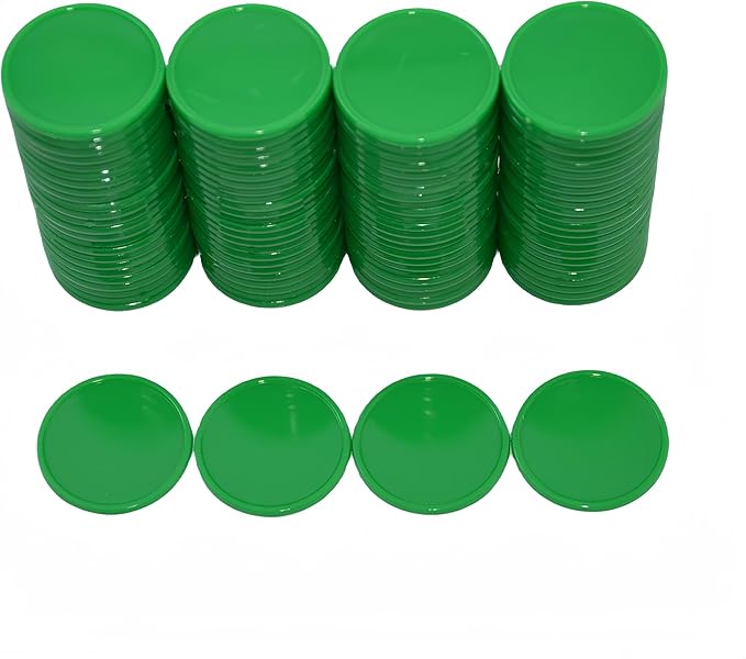 Smartdealspro Set of 100 25MM/1 Inch Opaque Plastic Learning Counting Counters Poker Chips (Green)