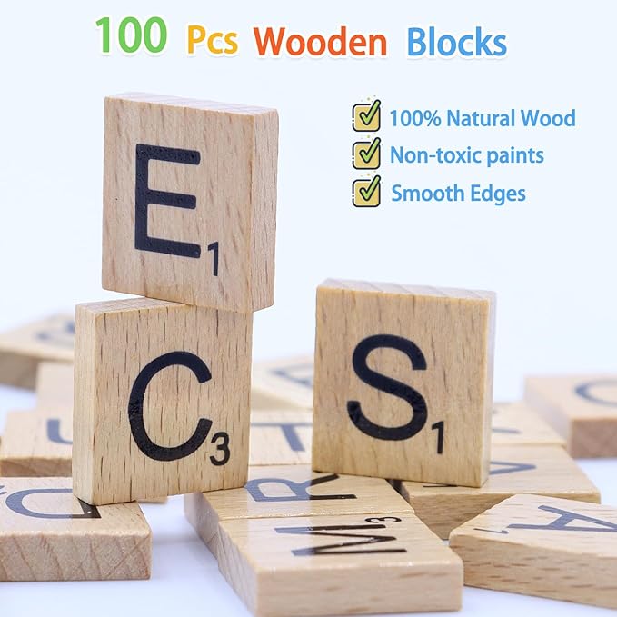 Spelling Games with 30 Double-Sided Flash Cards, 100Pcs Wooden Letters Sight Words Matching Game, Alphabet ABC Learning Educational Toys for Kids Ages 3-8
