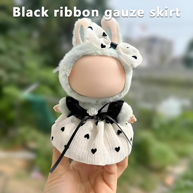 Doll Clothes Set for 17cm Dolls - Princess Dress Outfits with Bonnet/Bow Hair Accessories, Cute Clothes for Display & Photography (STK08)