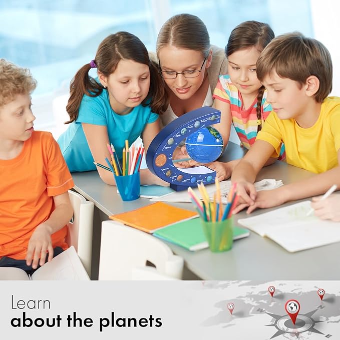 Floating globe, Magnetic Levitating Geographic Globes with LED Lights, Desk Spinning Rotating Globes for Kids, Men and Family (Blue)