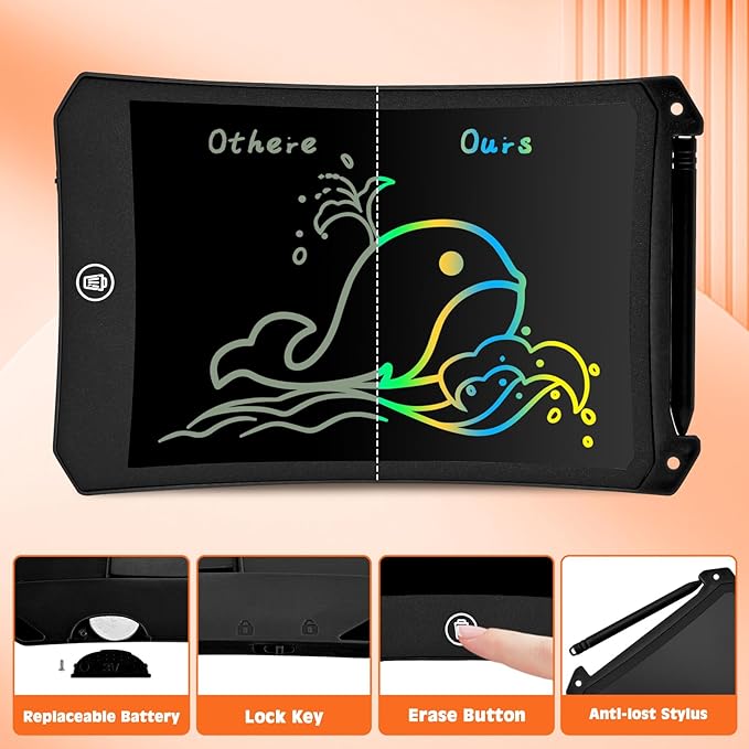 cimetech LCD Writing Tablet, 2 Pack Toddler Kids Toys, 8.5 Inch Drawing Pad, Travel Essentials Airplane Toys Road Trip Activities, Birthday Gifts for Girls Boys Age 3-8, Black and White