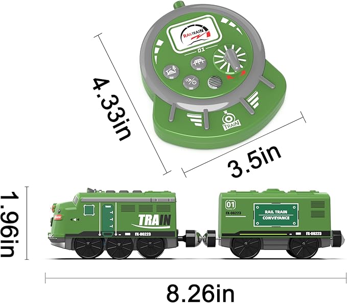 Train Toy Remote Control Locomotive, Motorized Train Set for Wooden Track, Electric Trains with Sound & Lighting Effects Compatible with Thomas, Brio, Chuggington