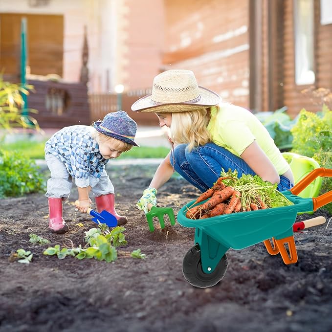 Kids Gardening Tools Outdoor Toys Set Backyard Play with Wheelbarrow Educational STEM Learning Pretend Toys Outdoor Indoor for Toddlers Kids Boys Girls