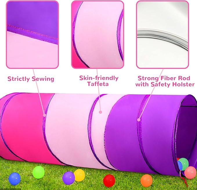 Kids Play Tunnel for Toddlers 1-3, Baby Crawling Toys for 1 2 3 4 Year Old Girl Boy Birthday Gift, 6 Foot Pop Up Tunnel, Indoor Outdoor Toddler Toys for Infant Children or Dog