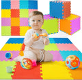 TOYVELT Foam Puzzle Floor Mat for Kids 12x12-16 Interlocking Play Mat Tiles with Colors, Shapes, Alphabet, ABC, Numbers - Educational Large Puzzle Foam Floor Tiles for Crawling