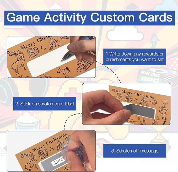 50 PCS Scratch Off Cards, DIY Custom Christmas Scratch Off Stickers, Your Own Game Tickets for Prizes Gift Scratch Cards for Small Business Holiday Birthday Party Favors Games Supplies (Yellow)
