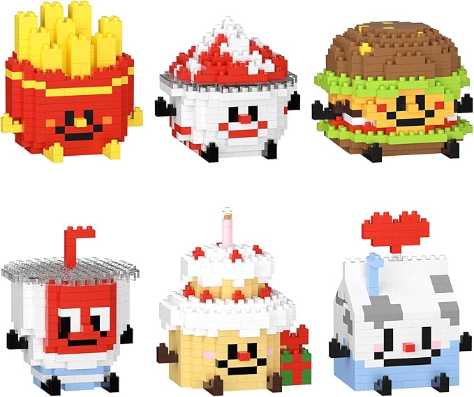 Brands Food Micro mini Blocks Building Sets for Adults Tasty tinies Friends Sets for Kids French Fries、Cake、cola、Burger、ice Cream for 8-12