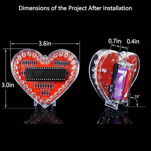 EIELE Soldering practice kit 7-colour heart-shaped LED running light Various changing modes automatic switching Soldering practice Suitable for school teaching and beginner learning Soldering required