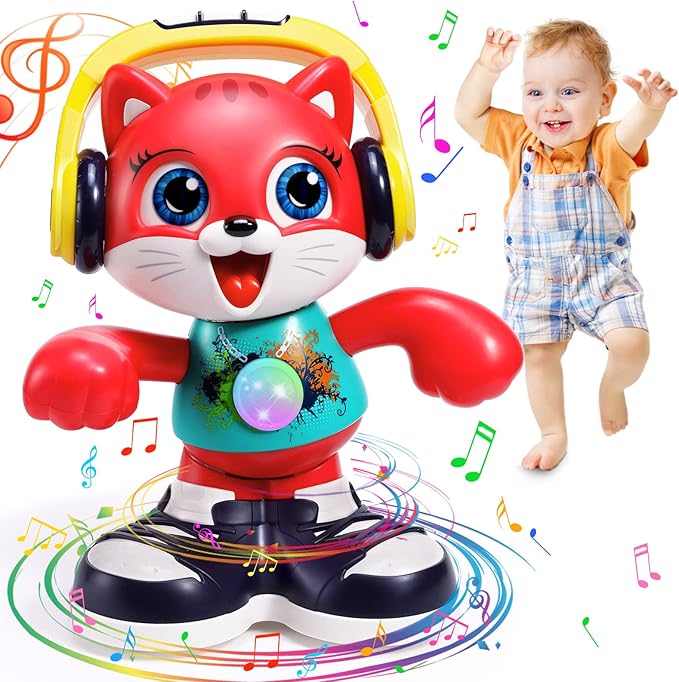Baby Toys, Dancing Cat for Baby Boys & Girls with Music & Recording, Kids Interactive Early Learning Educational Toddler Toys for 2 3 Year Old Boys Girls with Sound Lights Effect Birthday Xmas Gift