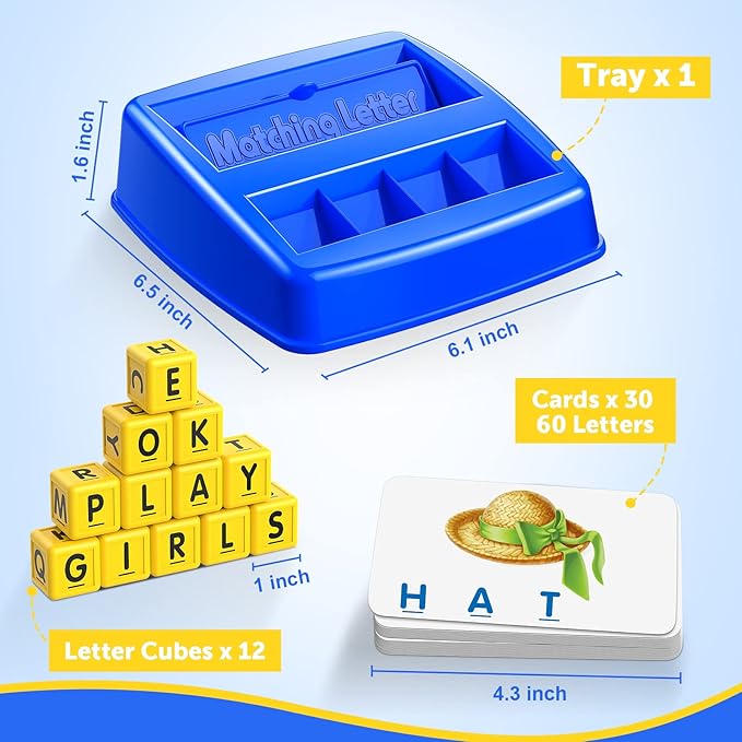 LIWIN LET'S GO! Learning Games for Kids Ages 3-8, Matching Letter Game for Kids Toys Ages 3-8 Educational Toys for 3-8 Year Olds Boys Girls Birthday Party Gifts for 3-8 Year Olds Boys Girls Blue