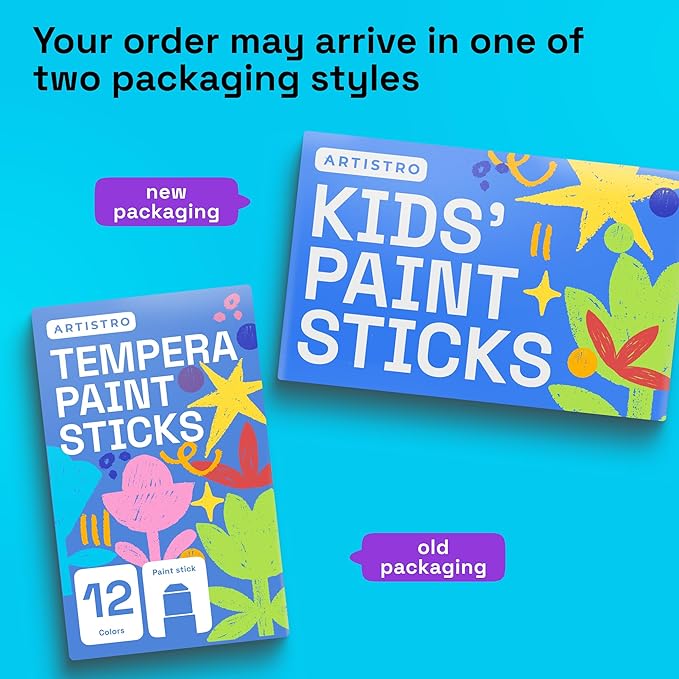 ARTISTRO 100% Washable Tempera Paint Sticks for Kids - 12 Non-toxic Paint Markers for Kids - Color Sticks with Twist Design