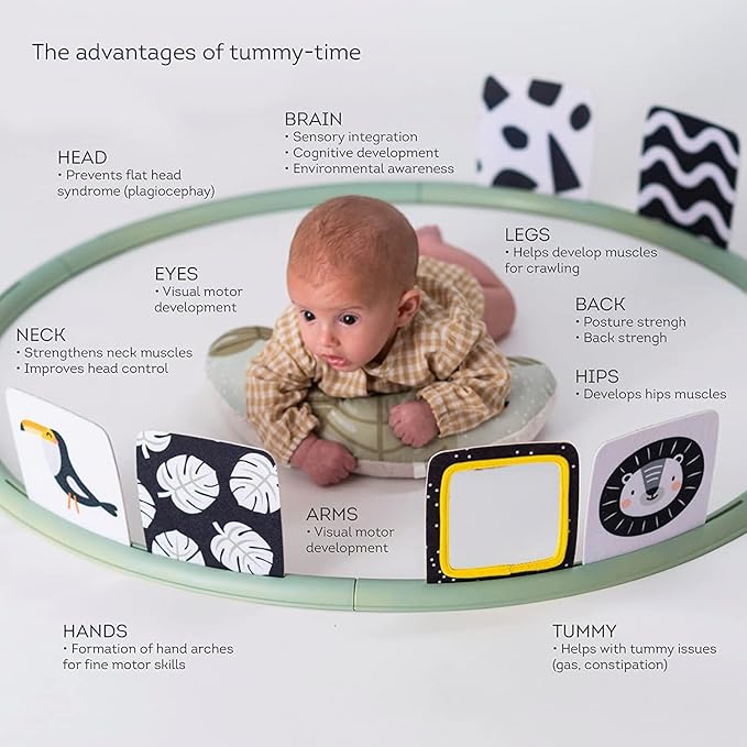 Taf Toys Tummy Time Support for Newborns & Babies, Developmental Activity Center with Detachable Cushion & Toys Encourage Baby’s Senses Development, Fine & Gross Motor Skills & Eye-Hand Coordination
