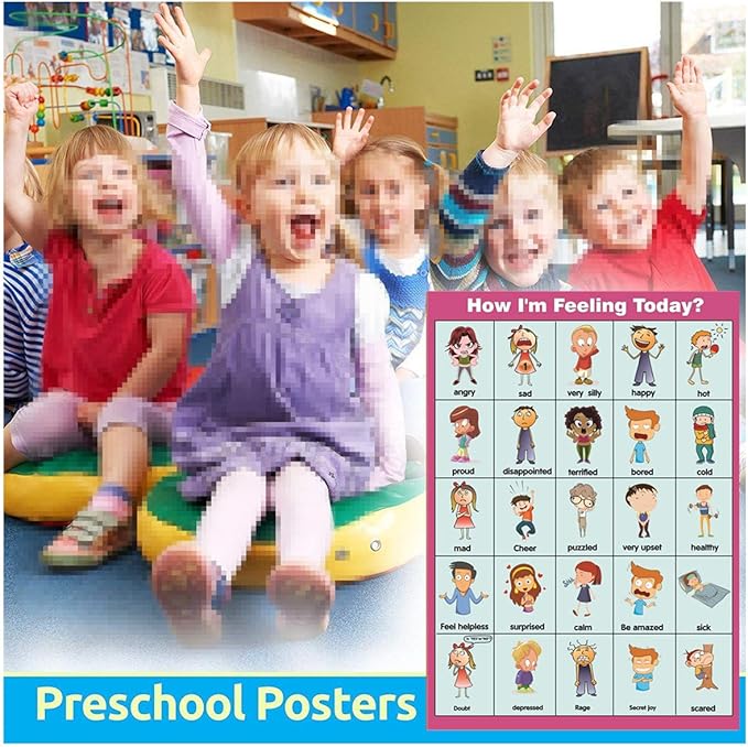 How I'm Feeling Today?Posters, Feelings Chart(Emotions Poster) for Toddler and Kid. Perfect Educational Tool and Classroom Decorations for Classroom, Homeschool, Teachers and Parents(17x24in)