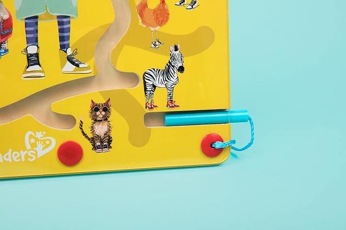 Upbounders® Montessori Wooden Busy Board Magnetic Maze Toy for Toddlers 18+ Months (Feeding Time Magnetic Busy Board)