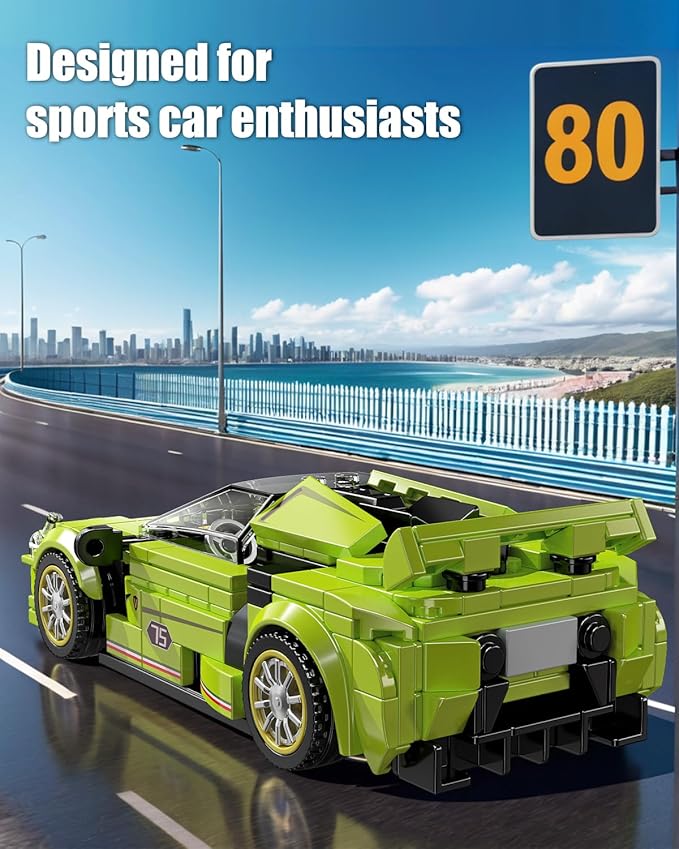 TGL TYCOLE Super Sports Car Building Block Set with Display Case,Speed Race Car Building Kits Construction Toy,Collectible Car Model,Christmas Birthday Gift for Adults and Kids 6 and up(323pcs)