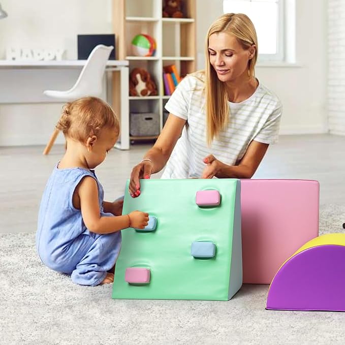 GarveeLife Foam Climbing Blocks for Toddlers, Waterproof Toddler Climbing Toys, Baby Jungle Gym Indoor Lightweight, Easy to Clean Foam Play Gym 5PCS
