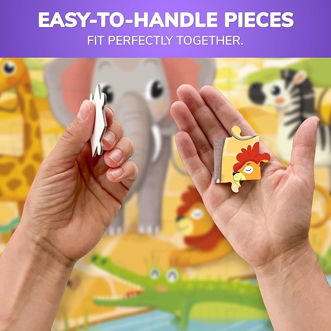 QUOKKA Puzzles for Kids Ages 3-5 - 30 Pieces Puzzles for Toddlers 2-4 - Africa Animals Learning Jigsaw Puzzles for Kids 4-6 Years Old - Educational Toys for Boy and Girl