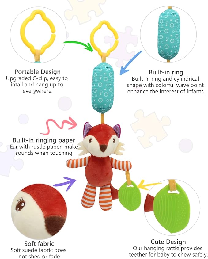 BLOOBLOOMAX Sock rattles for Babies 0-24 Months Baby Animal Foot Finder Educational Toys