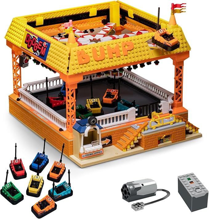 Bumper-Cars Building Set, Electric Control Kart Race Car Toy for Boy Girl, City Amusement Park Construction, Birthday Gifts for Adult Teen Kid Ages 6 7 8+, Architecture Theme Collection 1840pcs