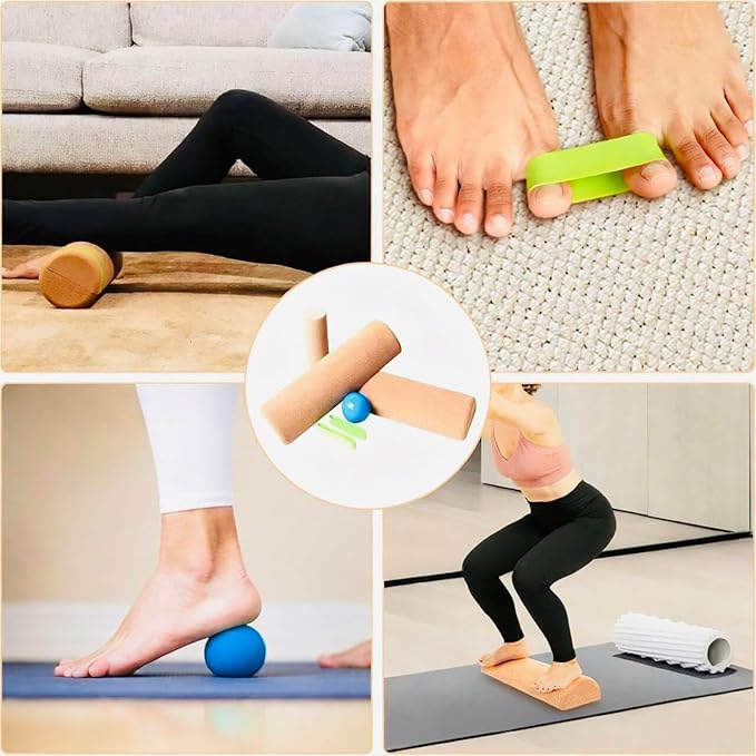 Balance Board - Non-Slip Natural Cork Rocker for Plantar Fasciitis Relief & Ankle Strengthening | Portable Trainer for Seniors, Athletes & Yoga Enthusiasts (Home Gym Equipment)