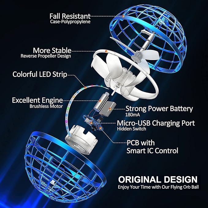 2025 Flying Orb Ball Toy,Cosmic Globe Boomerang Hover Ball Galactic Fidget Spinner, Hand Drone Orbit, Cool Toys Gift for 6 7 8 9 10+ Year Old Boys Girls Teens Outdoor Toys(Blue)