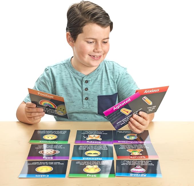 Really Good Stuff Emoji Feelings Cards for The Classroom or Home Activity for Kids - 12 Pk - Builds Social Emotional, Critical Thinking, Self-Awareness & Vocabulary Skills
