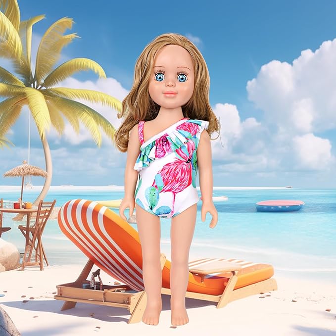 MSYO 10 Sets (20 Pcs) Doll Clothes for 17 - 18 Inch Dolls, Diverse Outfits (Sporty Dress, Floral Dress, Flamingo Swimwear) & Casual Wear, Fashion Dress - Up Set