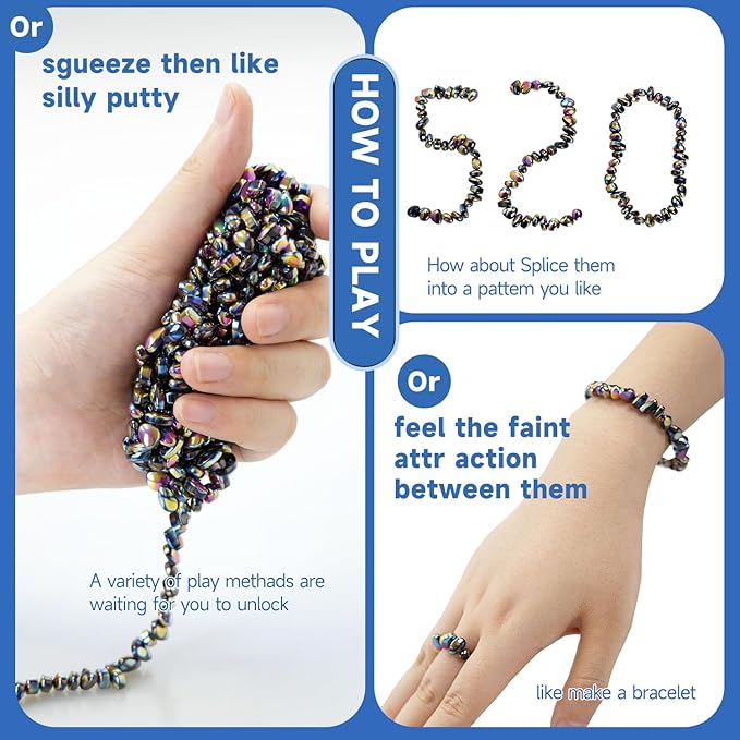 550pcs Ferrite Putty Fidget Toys for Adults Teens - Stress Relief Desk Gadgets with Magnetic Beads, Professional Sensory Toys for Office Anxiety & Focus, Stocking Stuffers for Men Women
