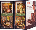 Cutefun Book Nook Kit, DIY Miniature Dollhouse Booknook for Adults, 3D Wooden Puzzle Bookend Bookshelf Insert Decor with LED Light, Gift for Craft Lovers (Rose Detective Agency)