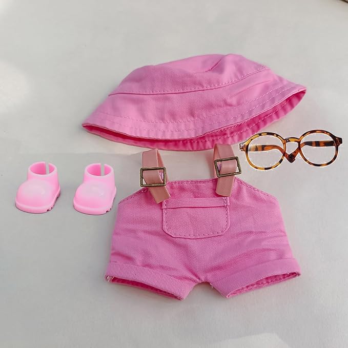 Clothes Set for Labubu 17cm Doll(NO Doll) , Handcrafted Crochet Set Hat & Jumpsuit, Stylish Premium for Labubu Outfit with Accessories, Cute for Dress up Unique Style