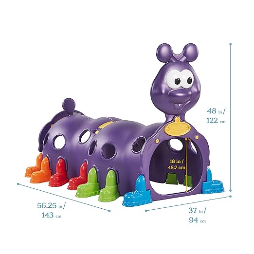 ECR4Kids ELR-12511 Indoor/Outdoor Peek-A-Boo Caterpillar Climbing Play Structure for Kids, Purple