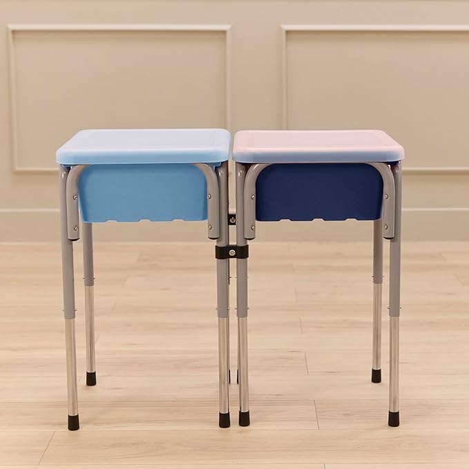 Double Sensory Table with Lids, Adjustable Table, Navy/Powder Blue