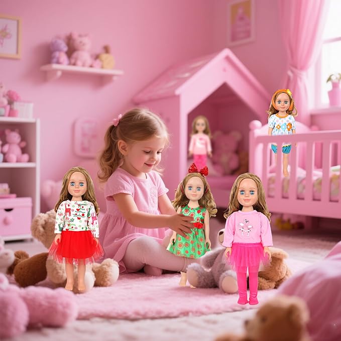 MSYO 10 Sets (20 Pcs) Doll Clothes for 17 - 18 Inch Dolls, Diverse Outfits (Sporty Dress, Floral Dress, Flamingo Swimwear) & Casual Wear, Fashion Dress - Up Set