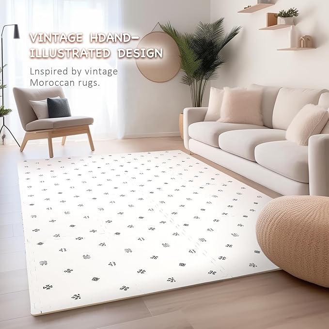 Extra Large Baby Play Mat - 4FT x 6FT Non-Toxic Foam Puzzle Floor Mat for Kids & Toddlers (Bohemia Handmade Pattern)