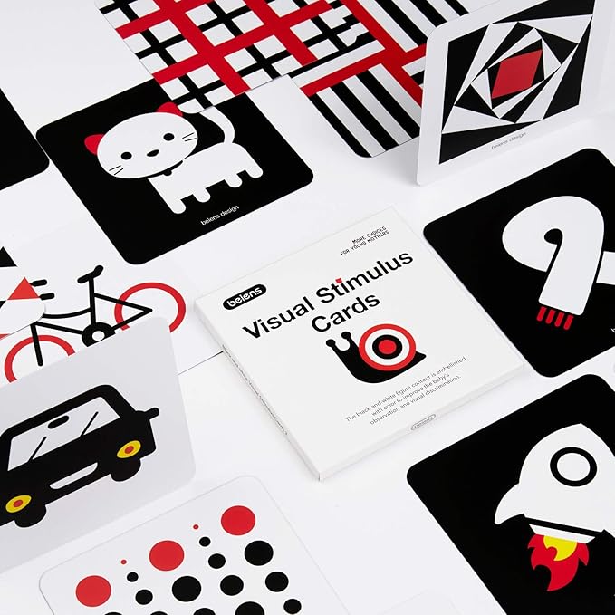 beiens High Contrast Baby Flashcards, Newborn Brain Development Toys, Visual Stimulation Learning Activity Cards, 20 PCs 40 Pages Educational Infants Gift (3-6 Months (Black & White & Color))