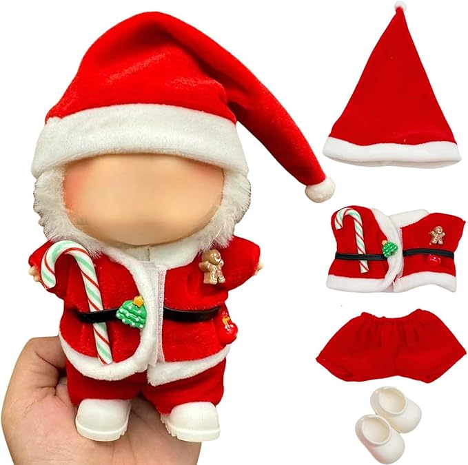 Doll Outfit Clothes Set for 17cm Dolls, Cute Dolls Accessories, Premium Fashion Hat Overalls Sweater Bag Dress Jumpsuit, Christmas Set, NO Doll.(Christmas B4)