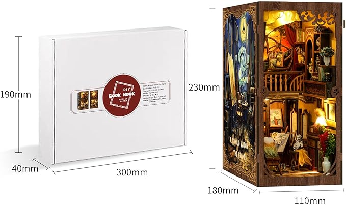 Book Nook Kit - DIY Miniature Dolls House Kit with Furniture and LED Light, 3D Puzzle Wooden Art Bookends, Model Kits for for Adults and Teens (The World in The Picture Frame)