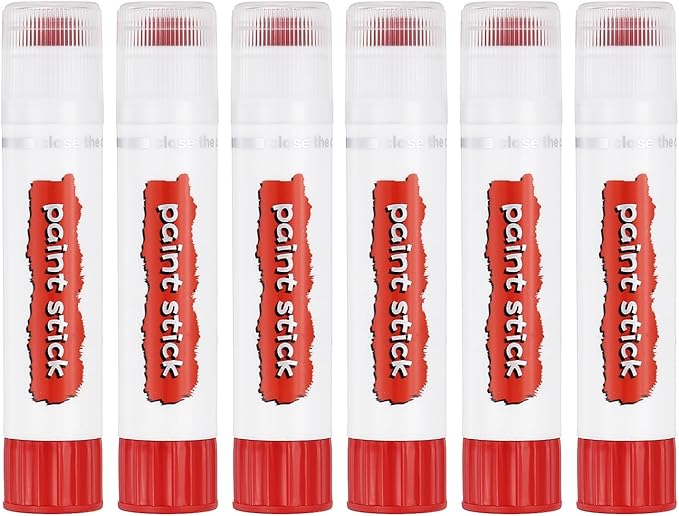 PATIKIL Tempera Paint Sticks, 6 Pcs Solid Tempera Paints Sticks Washable Bulk Markers Pen Quick Drying for Artists Beginners Art Supplies, Red