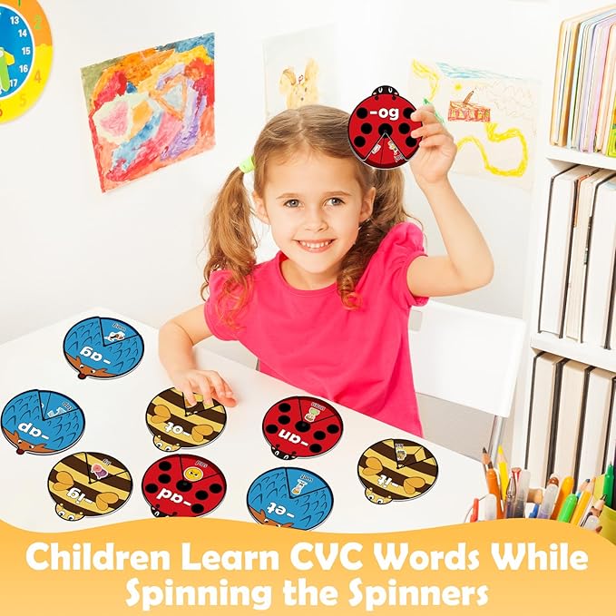 CVC Word Cards,CVC Word Games,Phonics Games,Speech Therapy Toys for Toddlers Kids,Learn to Read,Spelling Reading Learning Game,Kindergarten Preschool Learning Activities Educational Toy