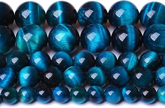75PCS 10MM Blue Tiger Eye Beads Natural Stone Gemstone Spacer Loose Beads for Jewelry Making DIY Bracelet Semi Precious Beads 2 Strands