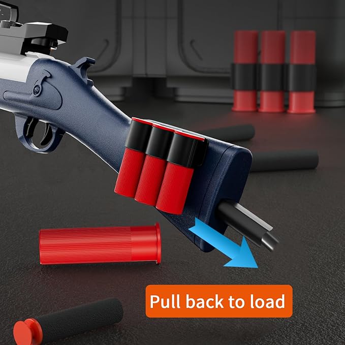 Toy Shotgun Shell Ejecting Toy Gun,Soft Bullets Gun, with 30 Bullets Perfect As a Birthday-Holiday for 8-12 Year Olds(Blue)