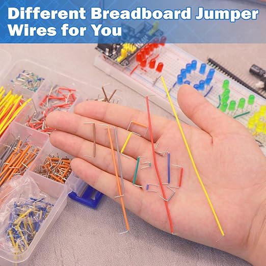 560pcs Breadboard Jumper Wires Kit - Preformed Wires (14 Lengths + 40 Each) with Precision Tweezer for Electrical DIY Experiments, Jumper Wires Male to Male 2 mm/0.08in-125 mm/4.9in