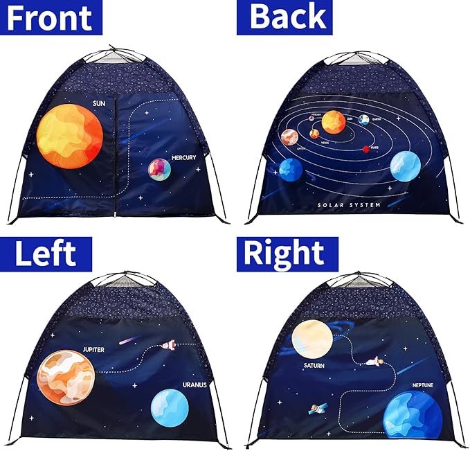 Kids Play Tent Lucky Castle Playhouse for Boys and Girls Easy Fun Dome Tent Camping Playground Pop Up Tent for Kids Indoor and Outdoor Imaginative Play Perfect Kid's Gift (Solar System)