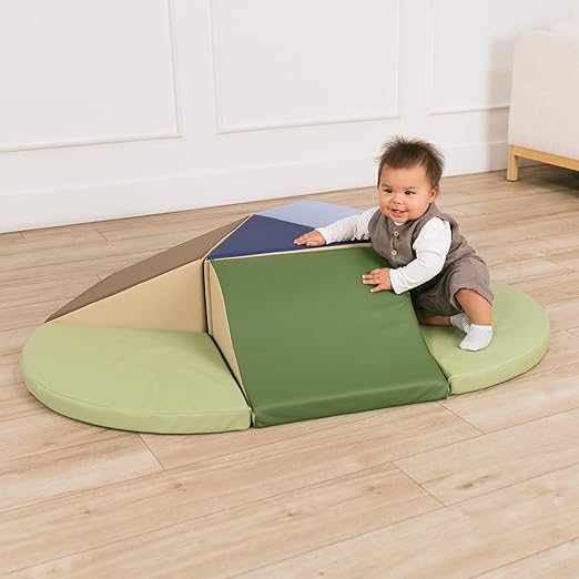 FDP SoftScape Toddler Playtime Junction 360 Climber Plus Side Pads, Indoor Active Play Structure for Toddlers and Kids; Safe Soft Foam for Crawling, Climbing, Sliding (7-Piece) - Earthtone, 13800-ET
