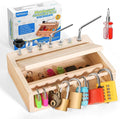 Montessori Toys for 3 4 5 Year Old,Montessori Screwdriver Board Set-Lock and Key Toy,Kids Tool Set,Preschool Learning Sensory - Fine Motor Skills - STEM Toys(8 Locks and Keys)