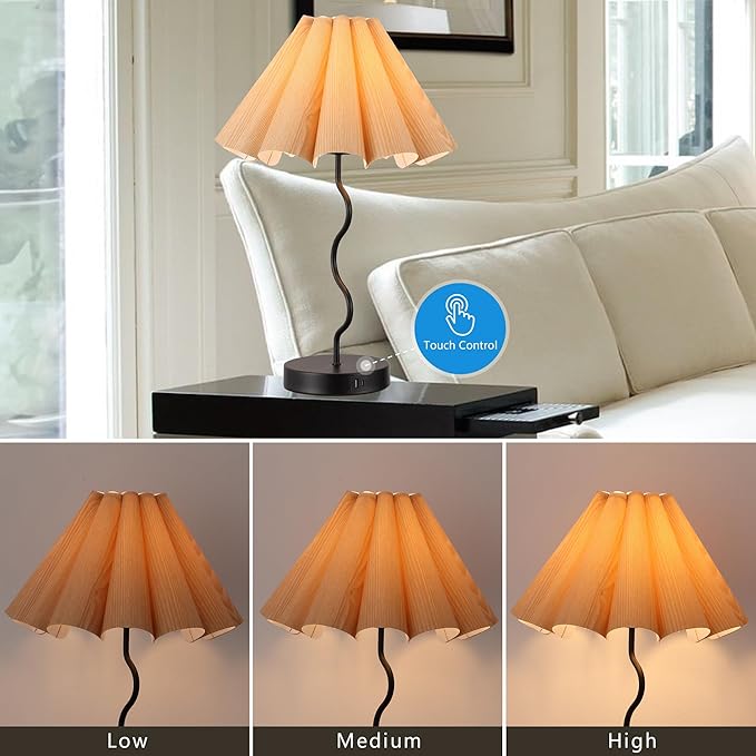 Table Lamps for Bedroom Modern Single Table Lamp for Night Stands Beside Lamps Living Room End Table Lamp (Burlywood)