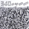 Classic Wall Bricks Bulk Accessories: 340 PCS Masonry Profile Building Block Parts and Pieces Sets(Light Gray)