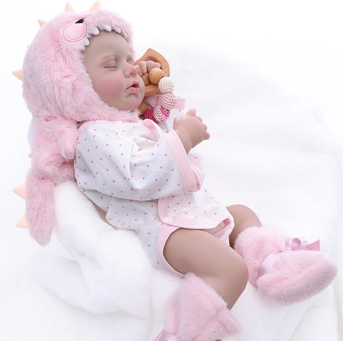 Reborn Baby Dolls – 20 Inch Real Baby Dolls That Look Real, Full Body Vinyl Girl Doll in Pastel Pink Outfit with Hat & Boots, Lifelike Newborn with Accessories, Gift for Girls Ages 3+