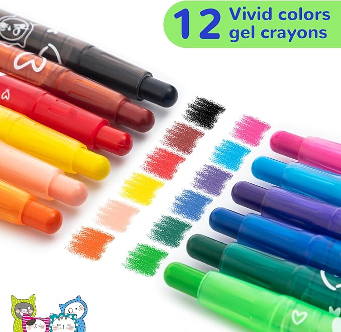 M&G 48 Pcs Twist Crayons 48 colors Twist Gel Crayons for Kids Toddlers,Non-Toxic Crayons Set for Toddlers Children Coloring, Ideal for Paper Gass