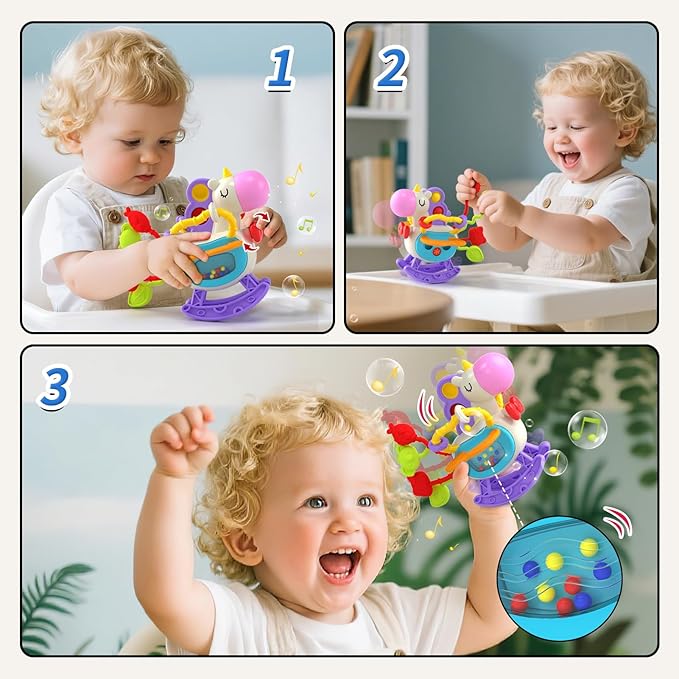 4 in 1 Baby Toys for 6 to 12 to 18 Months, Infant Sensory & Stacking for 1+ Year Old, Busy Cube Toys for Babies 6 - 12 Months, Piano Xylophone Musical Travel Toys, Christmas Birthday Gifts for 1 - 2